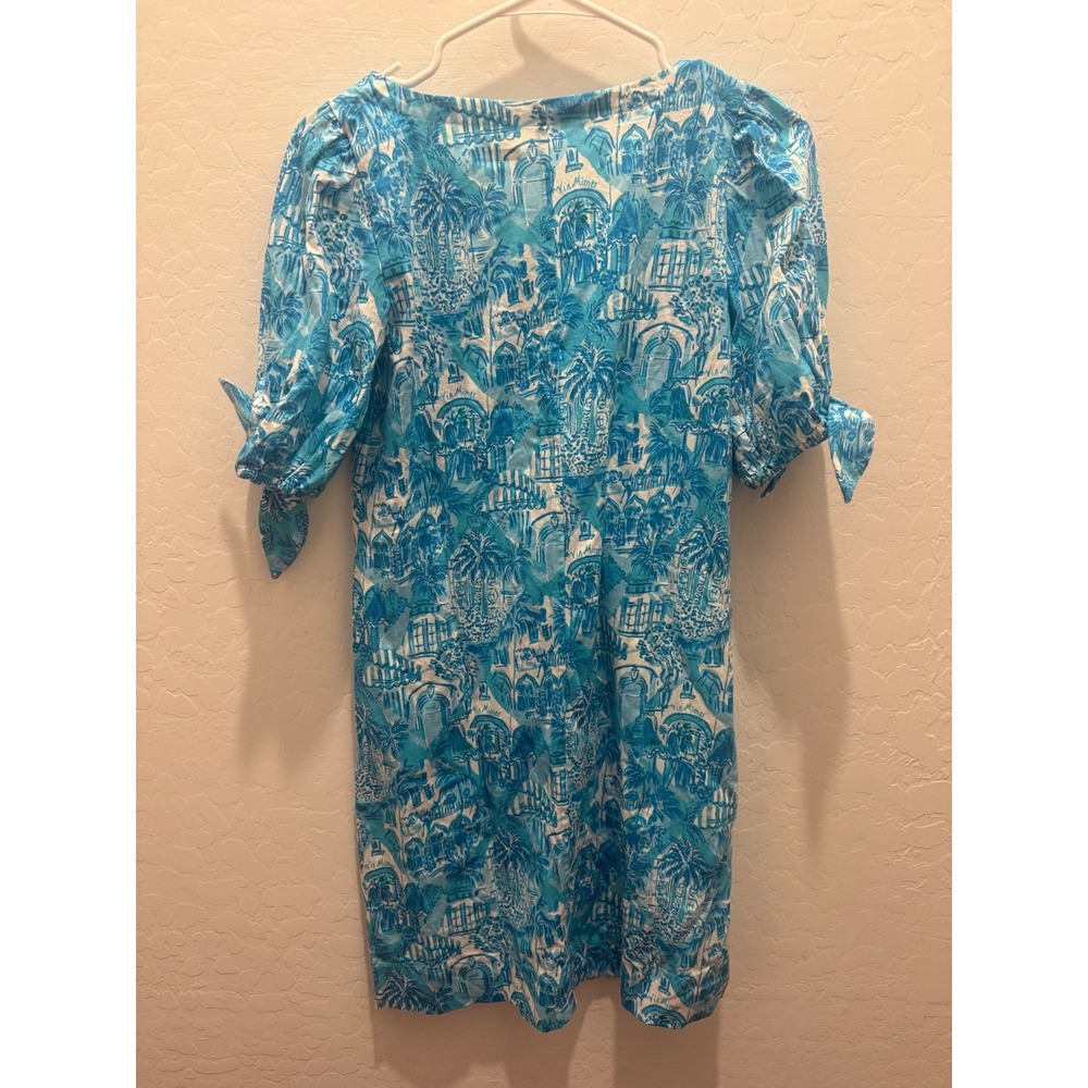 Lilly Pulitzer Easley Short Sleeve Dress Amalfi Blue Sunny State of‎ Mind XS - Picture 9 of 9